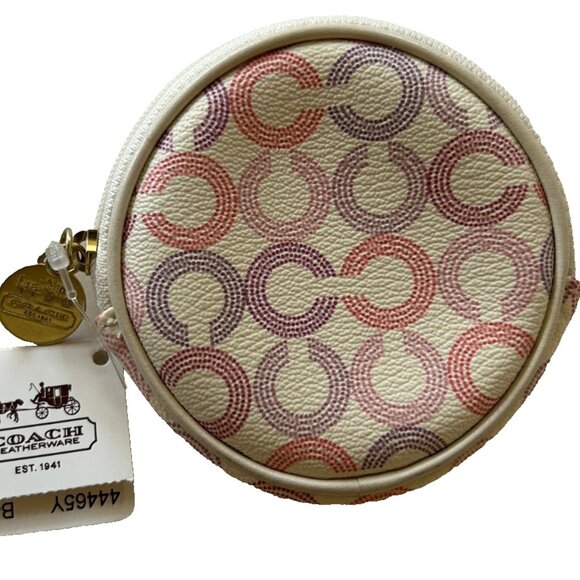 Coach Waverly multicolor op art round coin zipper purse case NWT - Picture 2 of 2